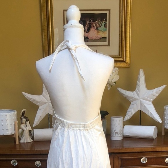 Frama’z Women’s 100% Peruvian Cotton White Halter Top Kerchief MIDI Dress 12 - Picture 8 of 16